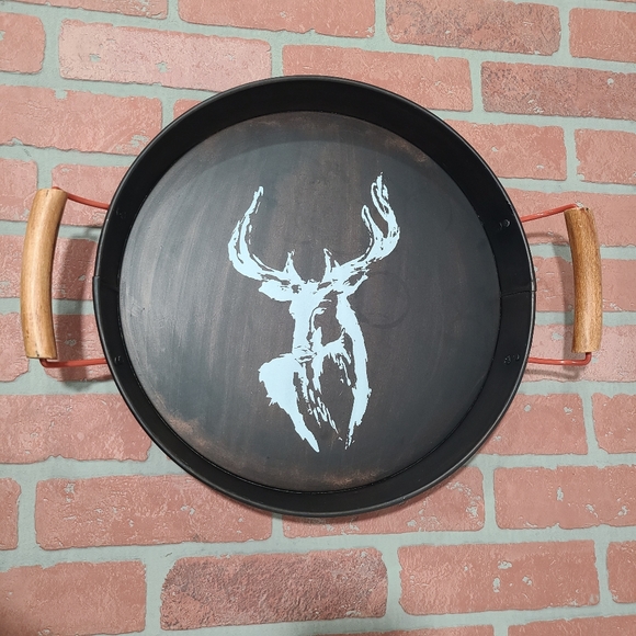 Threshold tray buck serving tray metal tray with handles